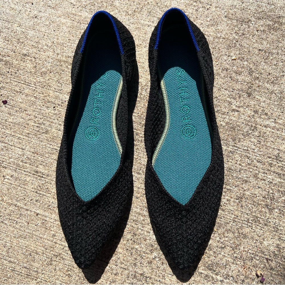 Rothy’s Point Flats Black Sz 8 Brand New